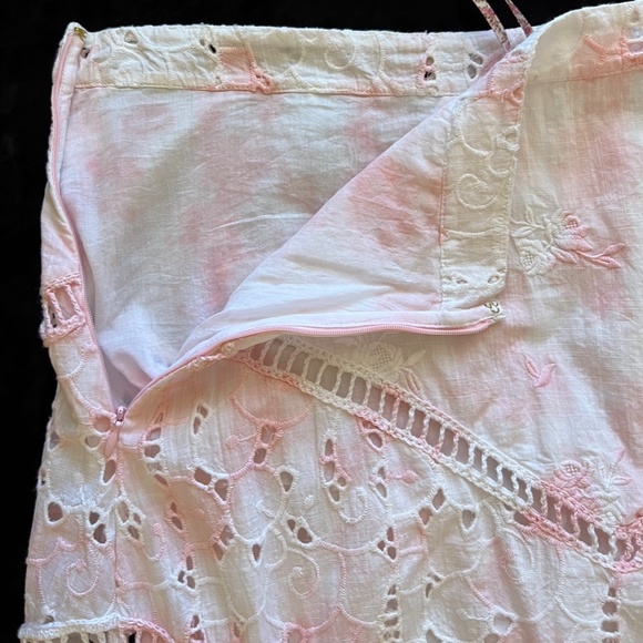 LoveShackFancy Garcelle tie-dyed crochet and broderie midi/maxi skirt size 2 - Picture 15 of 16